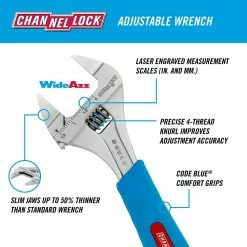Discount โ Slim Jaw WideAzz 8 in. Adjustable ๐ง Wrench with Code Blue Comfort Grip by Channellock ๐ 12 Discount โ Slim Jaw WideAzz 8 in. Adjustable ๐ง Wrench with Code Blue Comfort Grip by Channellock ๐ -Powerbuilt Sales Store channellock adjustable wrenches 8swcb 44 1000