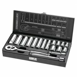 Coupon 😀 3/8 in. Drive Metric Socket Set (18-Piece) by Channellock ✔️