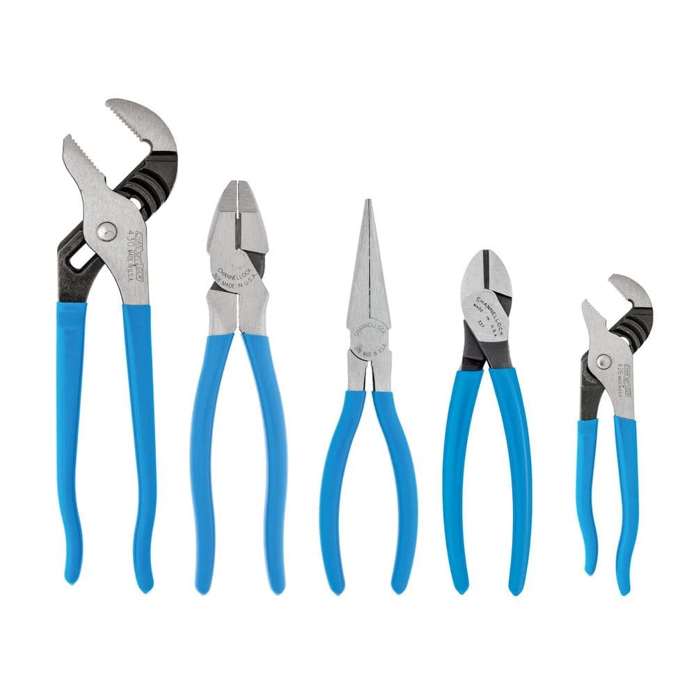 Budget ⌛ Tongue and Groove, Linemens, Diagonal, Long Nose Plier Set (5-Piece) by Channellock ⭐ 3 Budget ⌛ Tongue and Groove, Linemens, Diagonal, Long Nose Plier Set (5-Piece) by Channellock ⭐