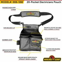 Hot Sale ๐ 20-Pocket Electricians Pouch with Padded Shoulder Strap by MagnoGrip ๐ 13 Hot Sale ๐ 20-Pocket Electricians Pouch with Padded Shoulder Strap by MagnoGrip ๐ -Powerbuilt Sales Store gray magnogrip tool belts 006 598 76 1000