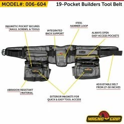 Top 10 ๐ฏ 19-Pocket Builders Tool Belt with Integrated Back Support by MagnoGrip ๐ 10 Top 10 ๐ฏ 19-Pocket Builders Tool Belt with Integrated Back Support by MagnoGrip ๐ -Powerbuilt Sales Store gray magnogrip tool belts 006 604 4f 1000