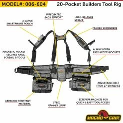 Discount ๐ 20-Pocket Builders Tool Rig with Integrated Back Support by MagnoGrip โ๏ธ 8 Discount ๐ 20-Pocket Builders Tool Rig with Integrated Back Support by MagnoGrip โ๏ธ -Powerbuilt Sales Store gray magnogrip tool belts 006 611 40 1000