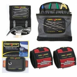 Hot Sale ❤️ Magnetic Tool Holder Set with 2 Wristbands, 1 Belt Clip, 1 🔨 Hammer Holster and 1 Clip-On Pouch (5-Pack) by MagnoGrip 🌟