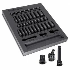 Best Sale 😀 40 Piece 3/8 Inch Drive 6 Point SAE & Metric Pro Tech Impact Socket Set by Powerbuilt 🎁