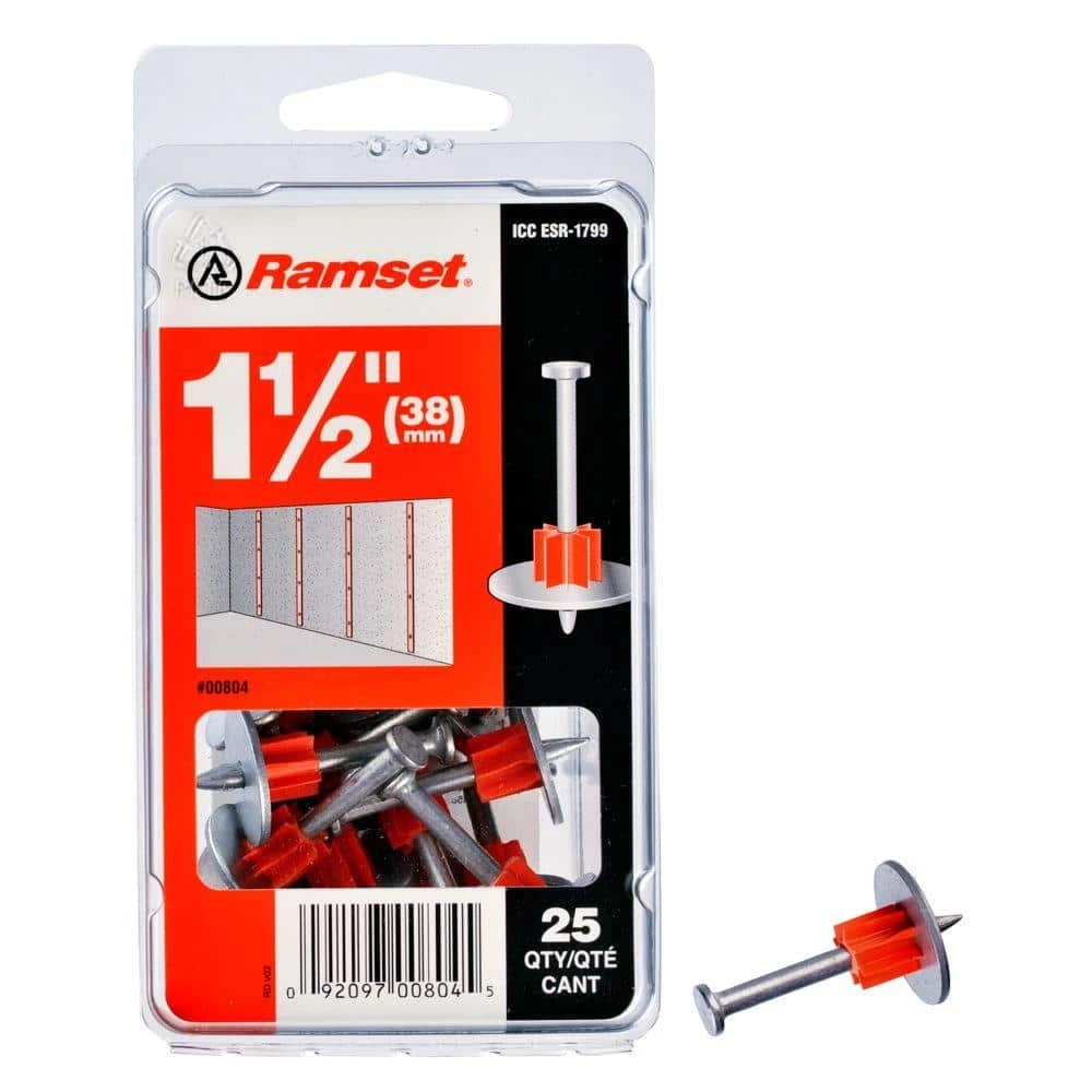 Deals ✨ 1-1/2 in. Drive Pins with Washers (25-Pack) by Ramset ✨ 3 Deals ✨ 1-1/2 in. Drive Pins with Washers (25-Pack) by Ramset ✨